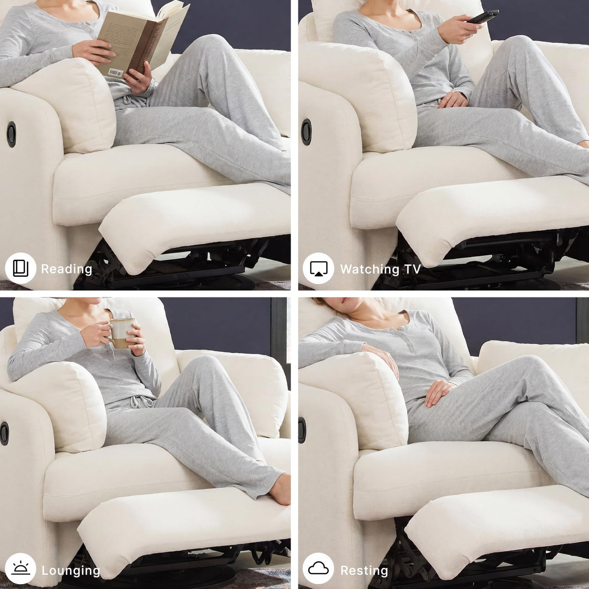 Beige Swivel Glider Recliner Rocking Chair F43775