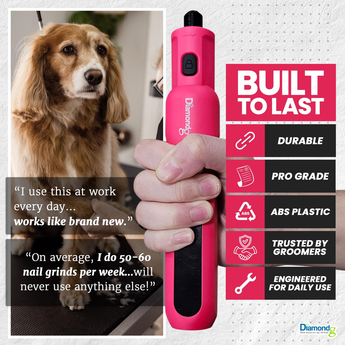 Pink Dog Nail Grinder with LED Light A120509