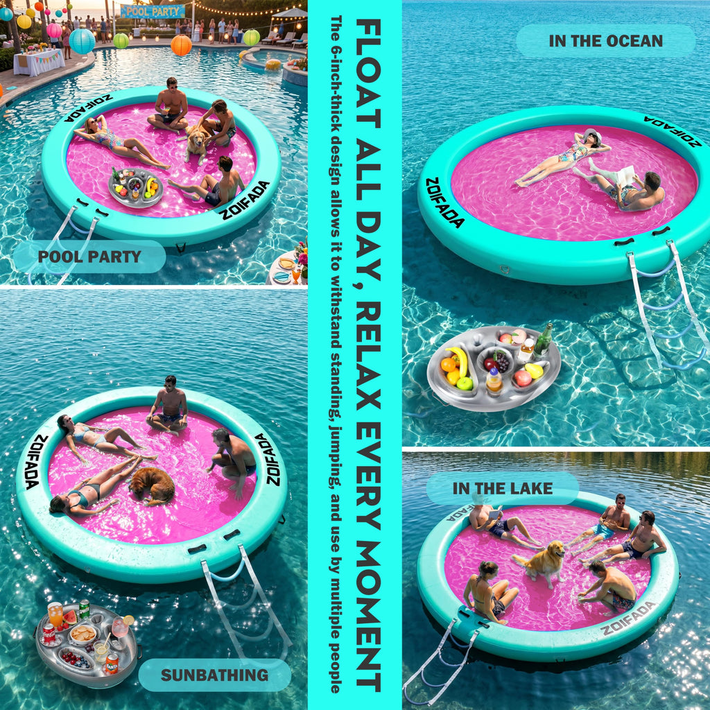 Inflatable Round Floating Ring with Cup Holder K47810