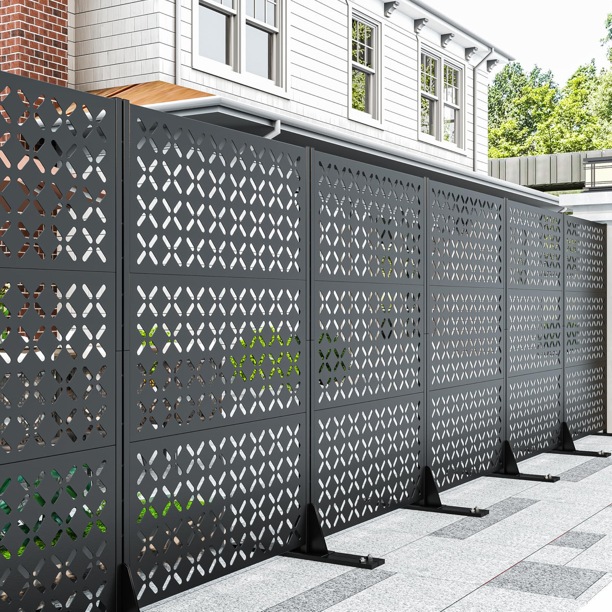 72" Decorative Metal Outdoor Privacy Fence Screen C945407