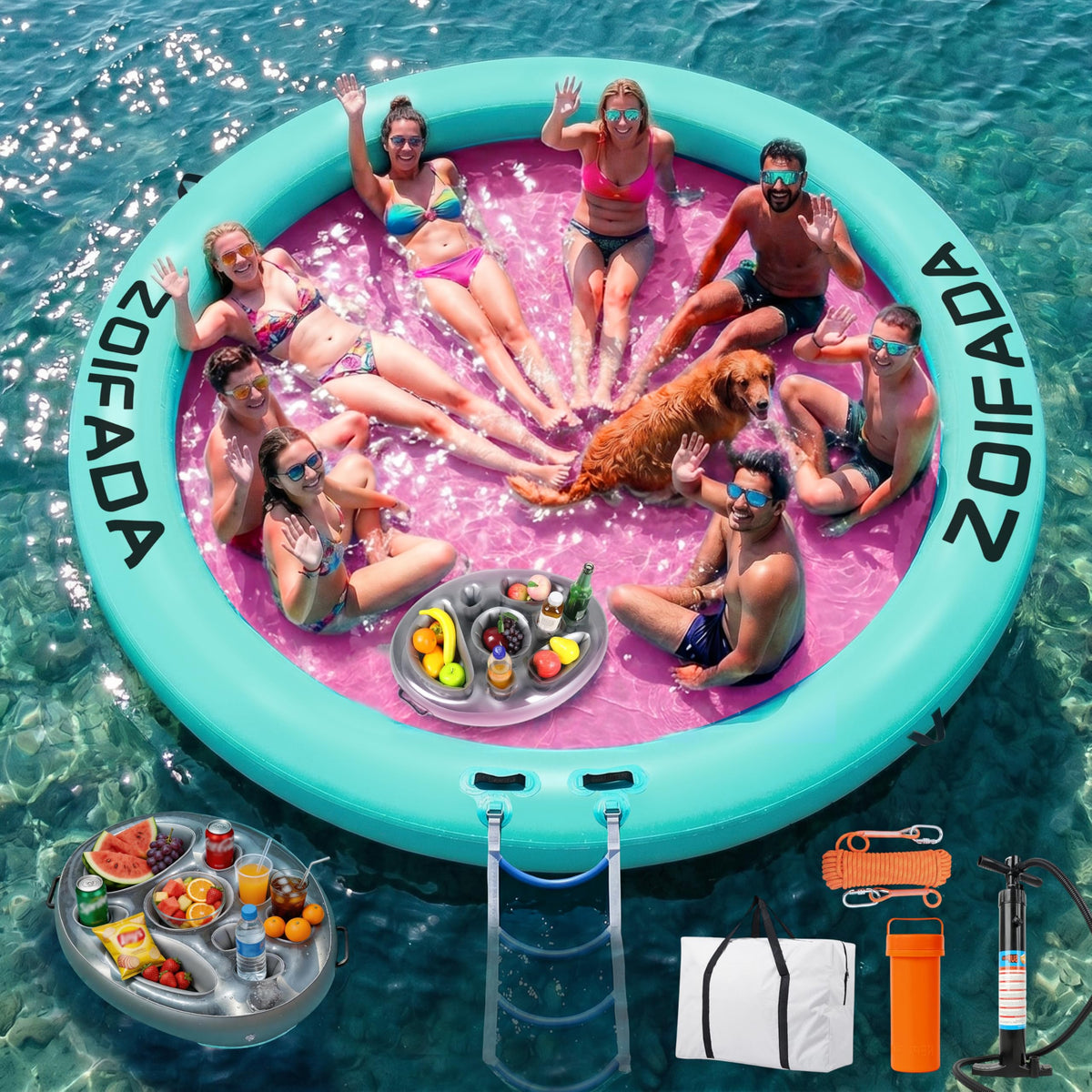 Inflatable Round Floating Ring with Cup Holder K47810