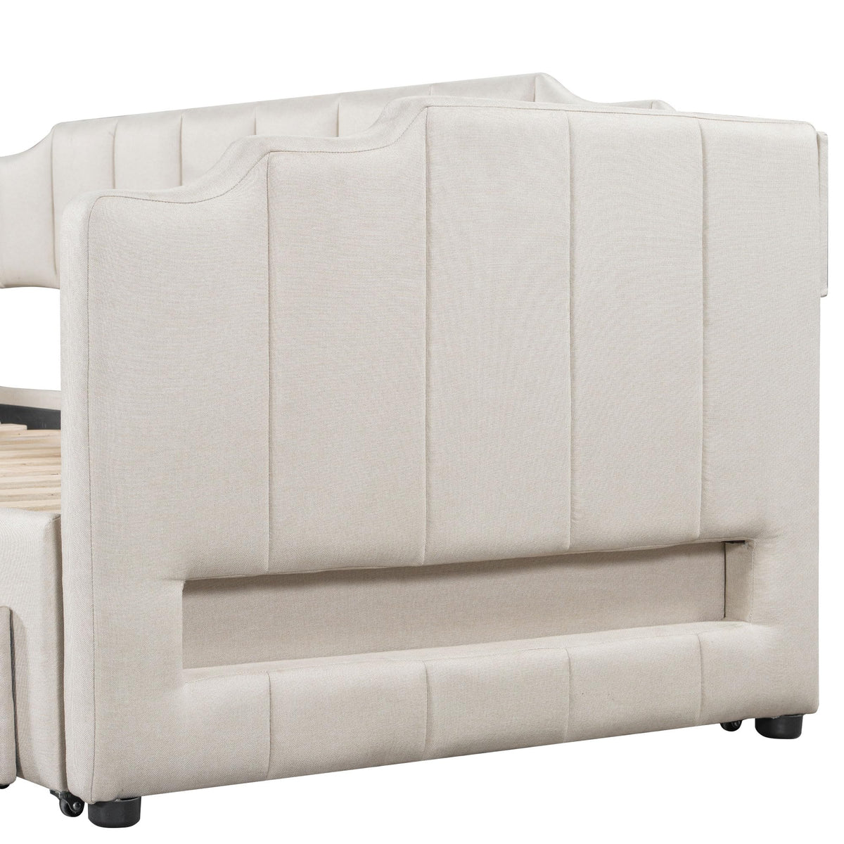 Linen Upholstered Daybed with Trundle and 2 Storage Drawers L23655