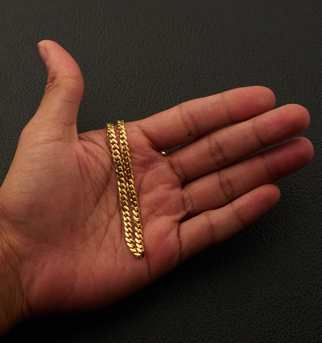 10K Yellow Gold 4mm Cuban Link Chain Necklace K879