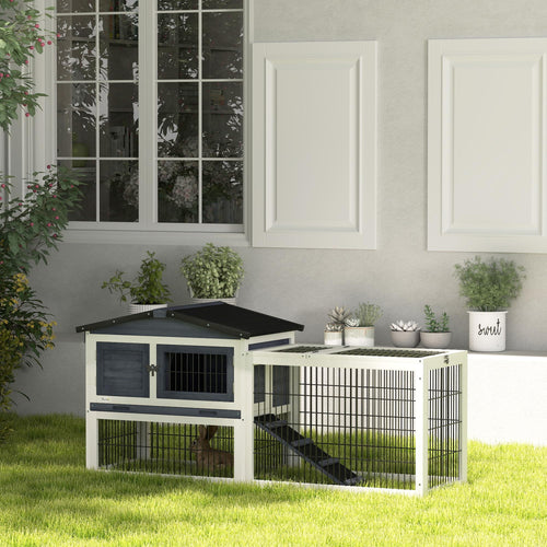 2 Levels Outdoor Rabbit Hutch Dark Gray P771